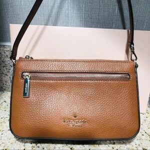 Kate Spade Pebbled Leather Convertible Crossbody Bag – Brown Cognac NWT